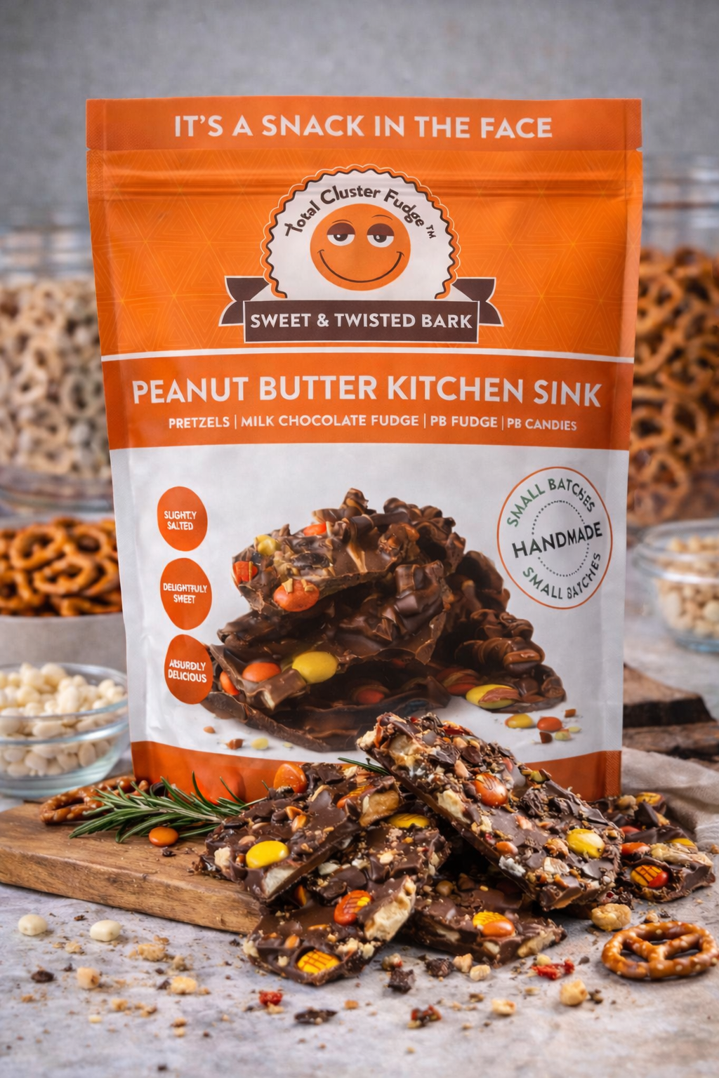 Total Cluster Fudge Sweet & Twisted Bark Peanut Butter Kitchen Sink, 22 oz