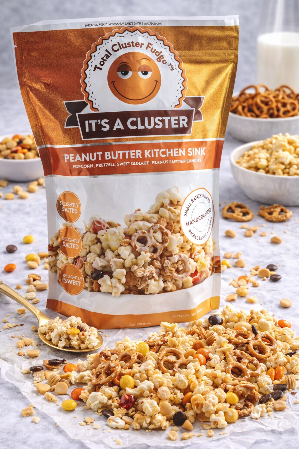 3 Bags Total Cluster Fudge It's a Cluster Peanut Butter Popcorn, 7 oz