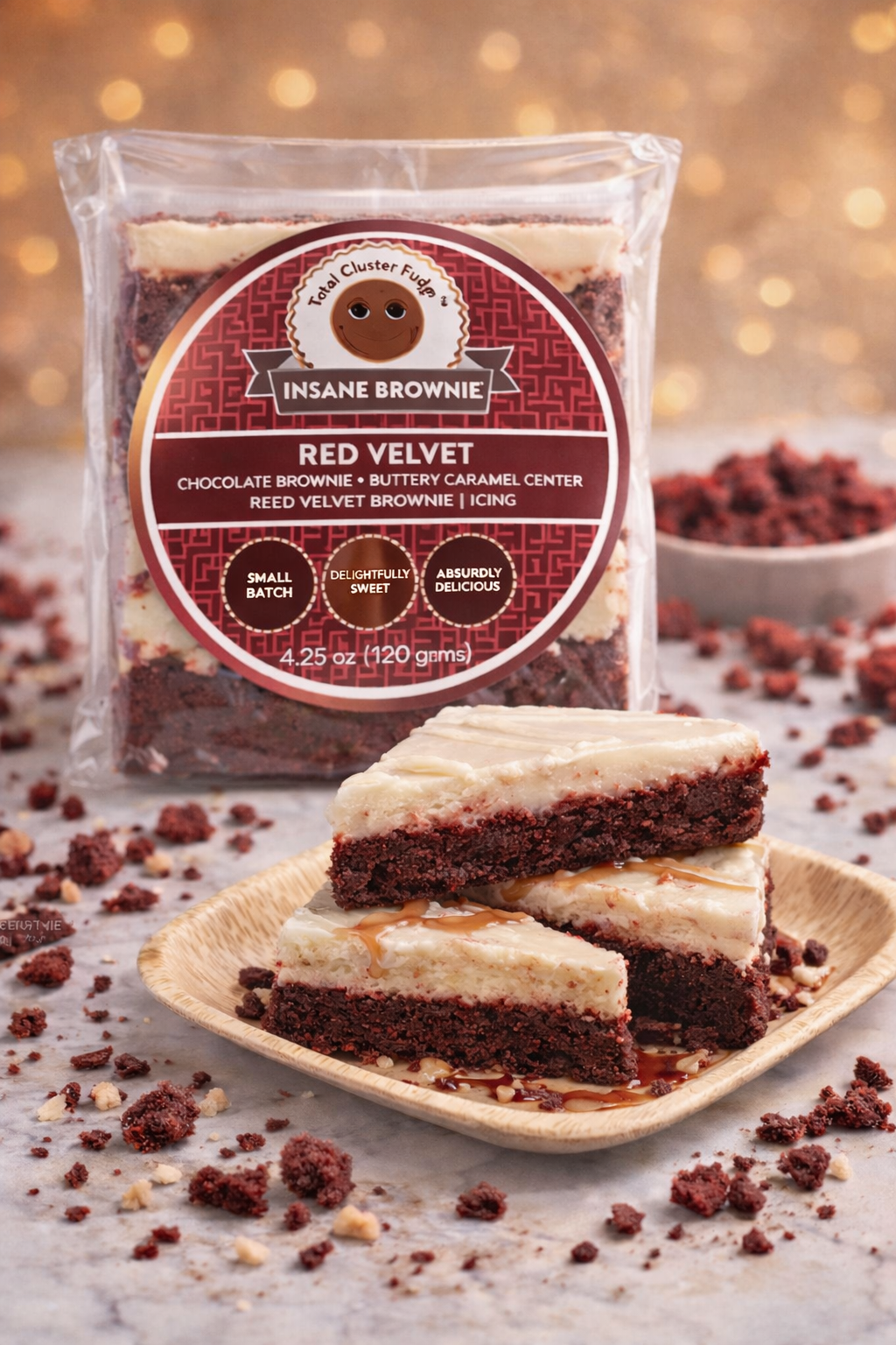 Red Velvet Brownie Foods Cake 3 lbs in Convenient Box Perfect for Sharing