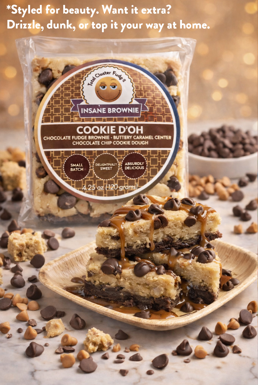 Variety Pack Brownie Foods Cake 3 lbs in Convenient Box Perfect for Sharing — Kitchen Sink, Hot Blonde, Cookie D'oh