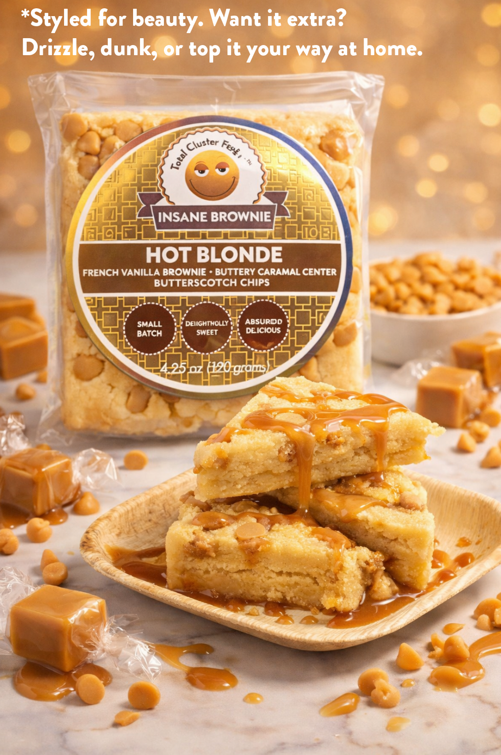 Variety Pack Brownie Foods Cake 3 lbs in Convenient Box Perfect for Sharing — Kitchen Sink, Hot Blonde, Cookie D'oh