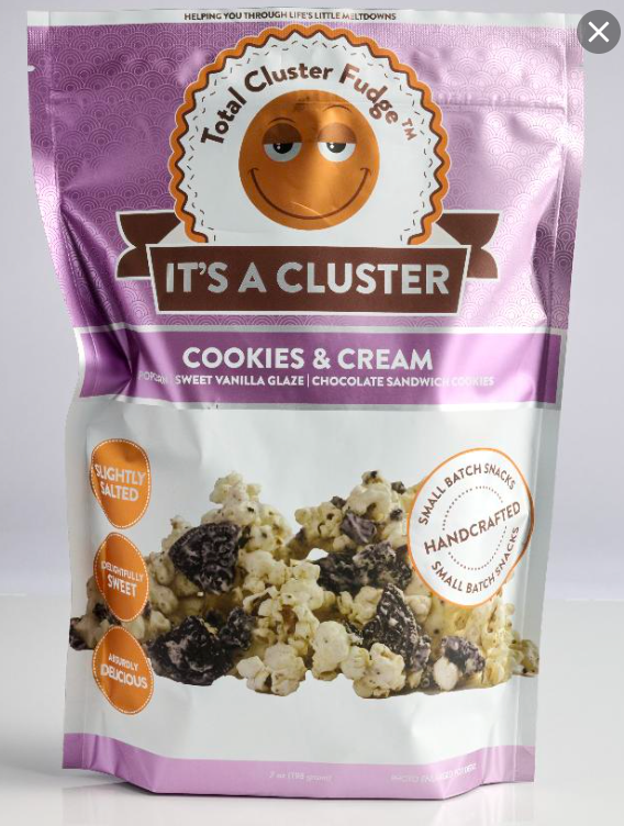 3 Bags Total Cluster Fudge It's a Cluster Cookies & Cream Popcorn, 7 oz