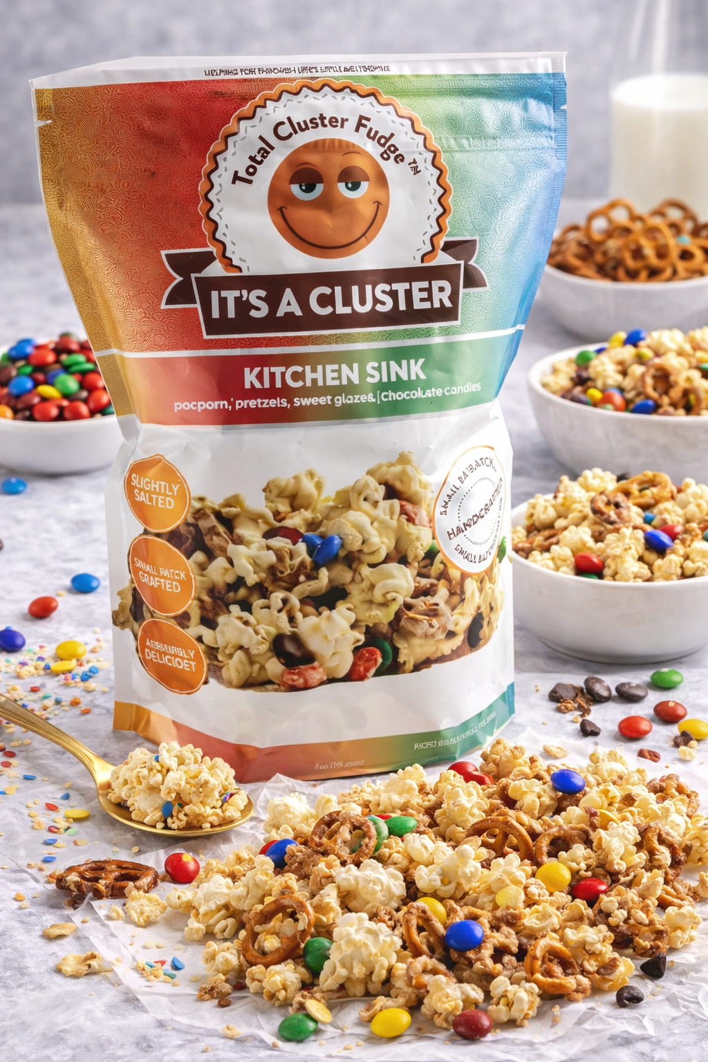 3 Bags Total Cluster Fudge It's a Cluster Kitchen Sink Popcorn, 7 oz